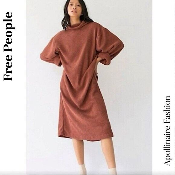 Free People Beach Blanca Maxi Dress Sweater Chenille Mock Rust Brown Siz SPNew - Picture 1 of 5